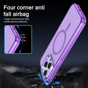 For iPhone 14 Electroplated IMD Magsafe PC Hybrid TPU Phone Case(Purple)