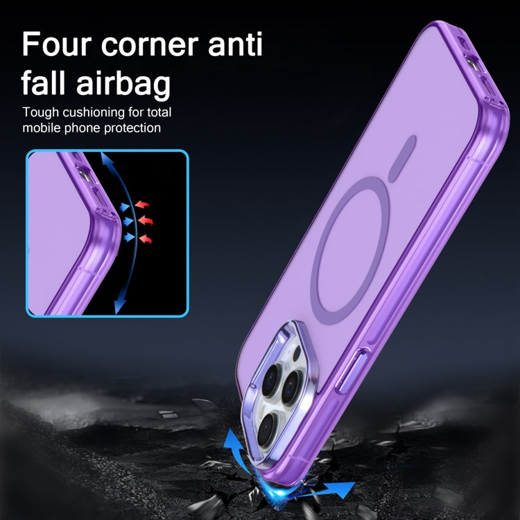 For iPhone 14 Electroplated IMD Magsafe PC Hybrid TPU Phone Case(Purple)