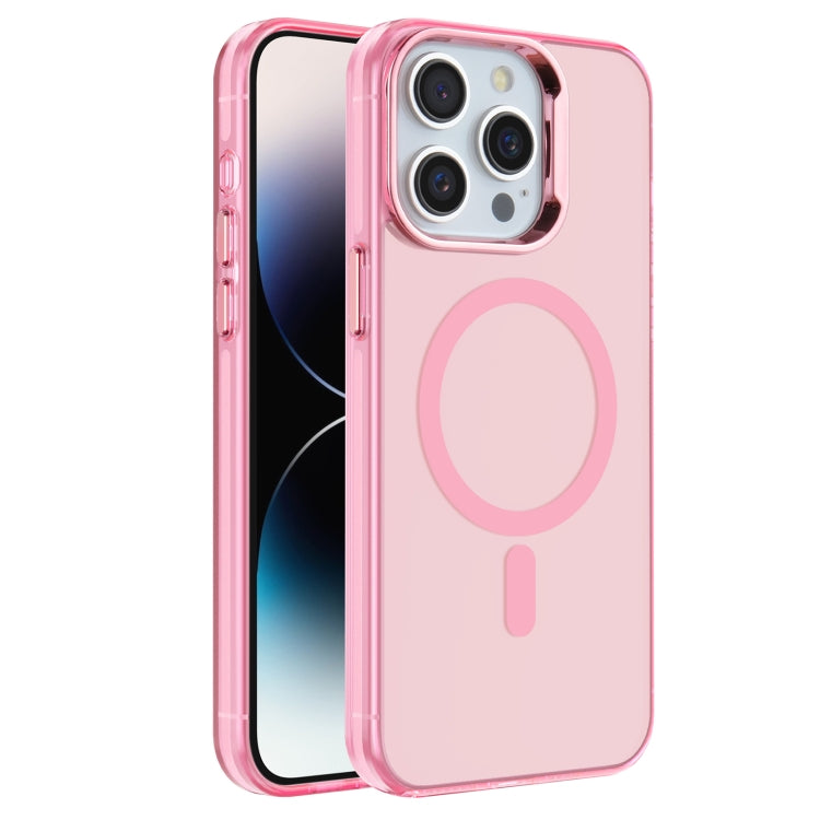 For iPhone 14 Pro Electroplated IMD Magsafe PC Hybrid TPU Phone Case(Pink)
