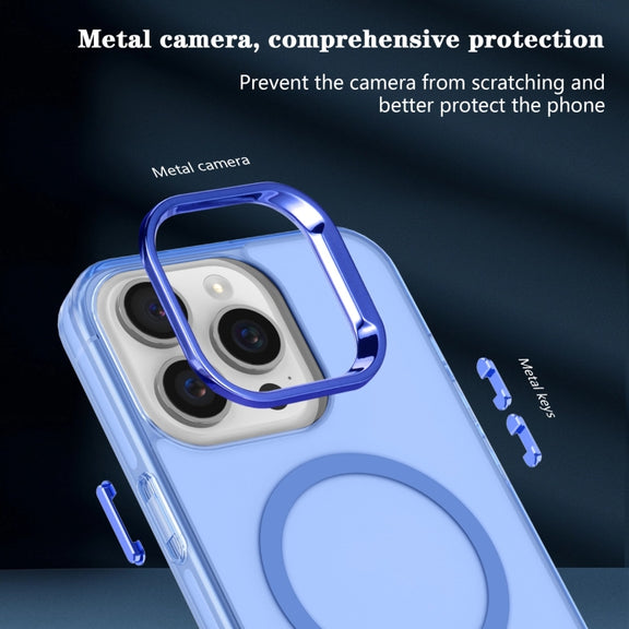 For iPhone 14 Pro Electroplated IMD Magsafe PC Hybrid TPU Phone Case(Blue)