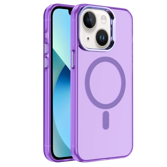 For iPhone 13 Electroplated IMD Magsafe PC Hybrid TPU Phone Case(Purple)