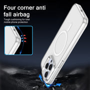 For iPhone 13 Electroplated IMD Magsafe PC Hybrid TPU Phone Case(White)