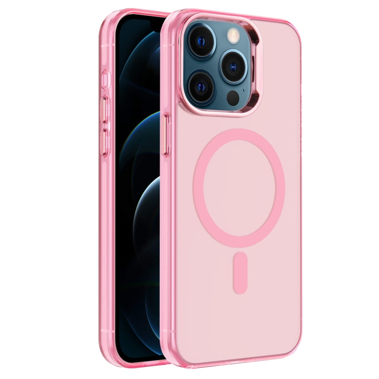 For iPhone 12 Pro Electroplated IMD Magsafe PC Hybrid TPU Phone Case(Pink)