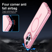 For iPhone 12 Pro Electroplated IMD Magsafe PC Hybrid TPU Phone Case(Pink)