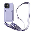For iPhone 11 Card Slot Liquid Silicone Phone Case with Lanyard(Light Purple) - iPhone 11 Cases by PMC TechLife | Online Shopping South Africa | PMC TechLife