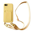 For iPhone SE 2022 / 2020 Card Slot Liquid Silicone Phone Case with Lanyard(Yellow) - iPhone SE 2022 / 2020 / 8 / 7 Cases by PMC TechLife | Online Shopping South Africa | PMC TechLife