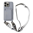 For iPhone 16 Pro Card Slot Liquid Silicone Phone Case with Lanyard(Grey) - iPhone 16 Pro Cases by PMC TechLife | Online Shopping South Africa | PMC TechLife | Buy Now Pay Later Mobicred