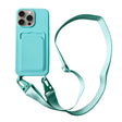 For iPhone 16 Pro Card Slot Liquid Silicone Phone Case with Lanyard(Mint Green) - iPhone 16 Pro Cases by PMC TechLife | Online Shopping South Africa | PMC TechLife | Buy Now Pay Later Mobicred