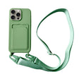 For iPhone 16 Pro Card Slot Liquid Silicone Phone Case with Lanyard(Matcha Green) - iPhone 16 Pro Cases by PMC TechLife | Online Shopping South Africa | PMC TechLife | Buy Now Pay Later Mobicred