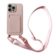 For iPhone 16 Pro Card Slot Liquid Silicone Phone Case with Lanyard(Light Pink) - iPhone 16 Pro Cases by PMC TechLife | Online Shopping South Africa | PMC TechLife | Buy Now Pay Later Mobicred