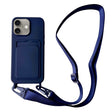 For iPhone 16 Plus Card Slot Liquid Silicone Phone Case with Lanyard(Dark Blue) - iPhone 16 Plus Cases by PMC TechLife | Online Shopping South Africa | PMC TechLife | Buy Now Pay Later Mobicred