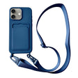 For iPhone 16 Plus Card Slot Liquid Silicone Phone Case with Lanyard(Royal Blue) - iPhone 16 Plus Cases by PMC TechLife | Online Shopping South Africa | PMC TechLife | Buy Now Pay Later Mobicred
