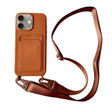 For iPhone 16 Card Slot Liquid Silicone Phone Case with Lanyard(Brown) - iPhone 16 Cases by PMC TechLife | Online Shopping South Africa | PMC TechLife | Buy Now Pay Later Mobicred