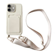For iPhone 16 Card Slot Liquid Silicone Phone Case with Lanyard(White) - iPhone 16 Cases by PMC TechLife | Online Shopping South Africa | PMC TechLife | Buy Now Pay Later Mobicred