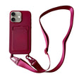 For iPhone 16 Card Slot Liquid Silicone Phone Case with Lanyard(Wine Red) - iPhone 16 Cases by PMC TechLife | Online Shopping South Africa | PMC TechLife | Buy Now Pay Later Mobicred