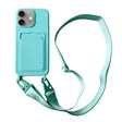 For iPhone 16 Card Slot Liquid Silicone Phone Case with Lanyard(Mint Green) - iPhone 16 Cases by PMC TechLife | Online Shopping South Africa | PMC TechLife | Buy Now Pay Later Mobicred