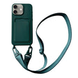 For iPhone 16 Card Slot Liquid Silicone Phone Case with Lanyard(Dark Green) - free shipping - PMC TechLife - Order now!