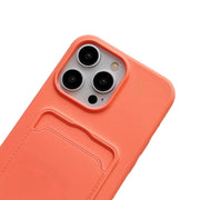 For iPhone 16 Pro Max Card Slot Liquid Silicone Phone Case with Lanyard(Brown)