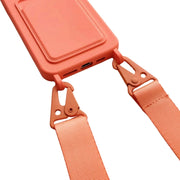 For iPhone 16 Plus Card Slot Liquid Silicone Phone Case with Lanyard(Dark Green)