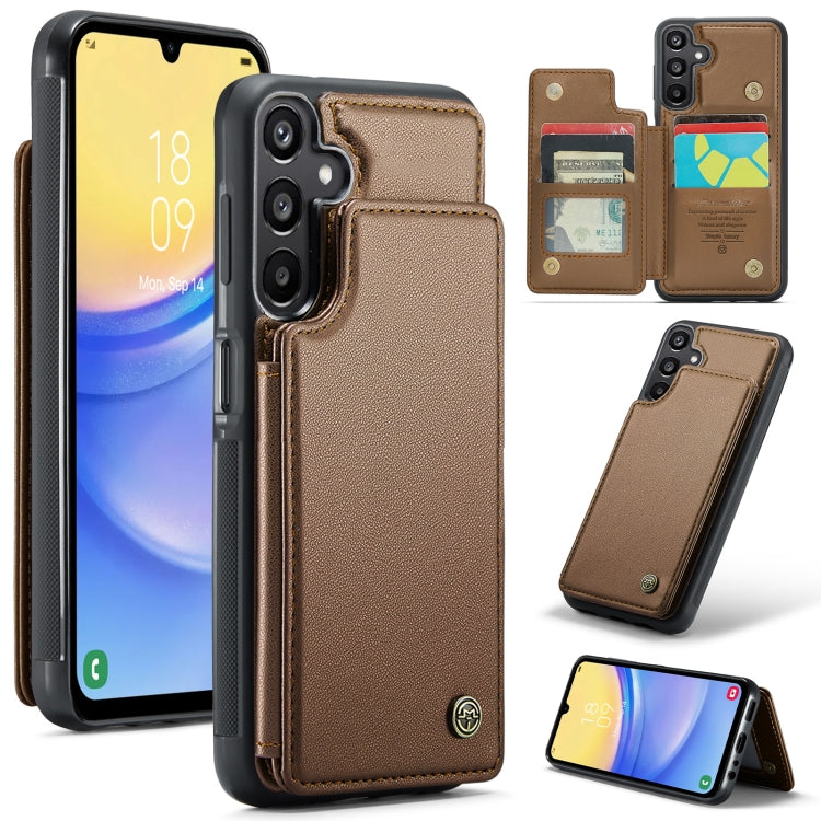 For Samsung Galaxy A15 CaseMe C22 Litchi Texture RFID Anti-theft Leather Phone Case(Brown)