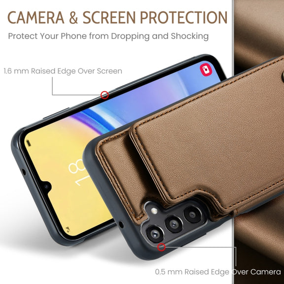 For Samsung Galaxy A15 CaseMe C22 Litchi Texture RFID Anti-theft Leather Phone Case(Brown)