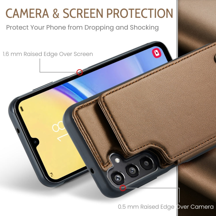 For Samsung Galaxy A15 CaseMe C22 Litchi Texture RFID Anti-theft Leather Phone Case(Brown)