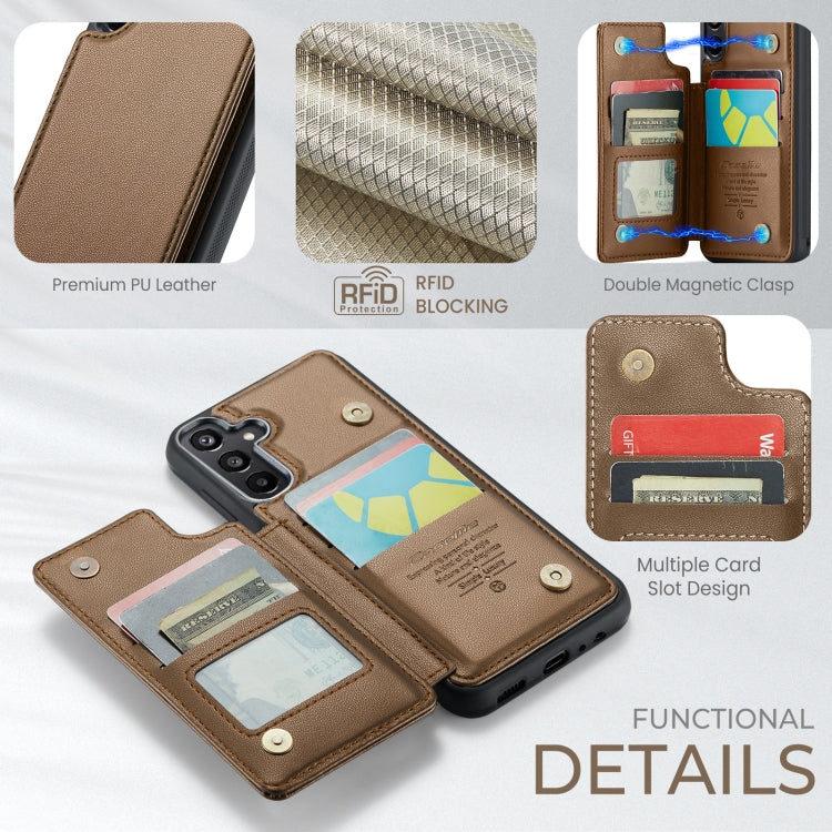 For Samsung Galaxy A15 CaseMe C22 Litchi Texture RFID Anti-theft Leather Phone Case(Brown)