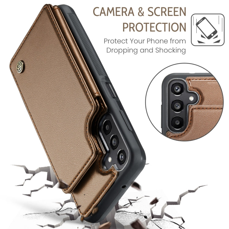 For Samsung Galaxy A15 CaseMe C22 Litchi Texture RFID Anti-theft Leather Phone Case(Brown)