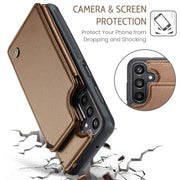 For Samsung Galaxy A15 CaseMe C22 Litchi Texture RFID Anti-theft Leather Phone Case(Brown)