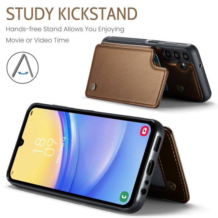 For Samsung Galaxy A15 CaseMe C22 Litchi Texture RFID Anti-theft Leather Phone Case(Brown)