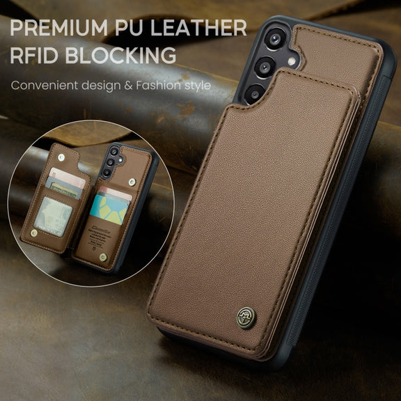 For Samsung Galaxy A15 CaseMe C22 Litchi Texture RFID Anti-theft Leather Phone Case(Brown)