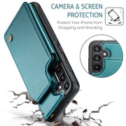 For Samsung Galaxy A15 CaseMe C22 Litchi Texture RFID Anti-theft Leather Phone Case(Green)
