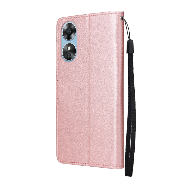 For OPPO A17 4G / A17k 3-Card Slots Multifunctional Leather Phone Case(Rose Gold)