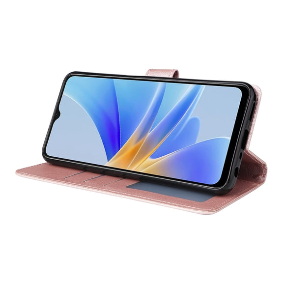 For OPPO A17 4G / A17k 3-Card Slots Multifunctional Leather Phone Case(Rose Gold)