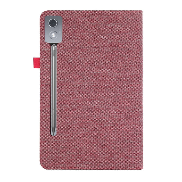For Lenovo Tab P12 12.7 2025 Fabric Leather Tablet Case(Pink)