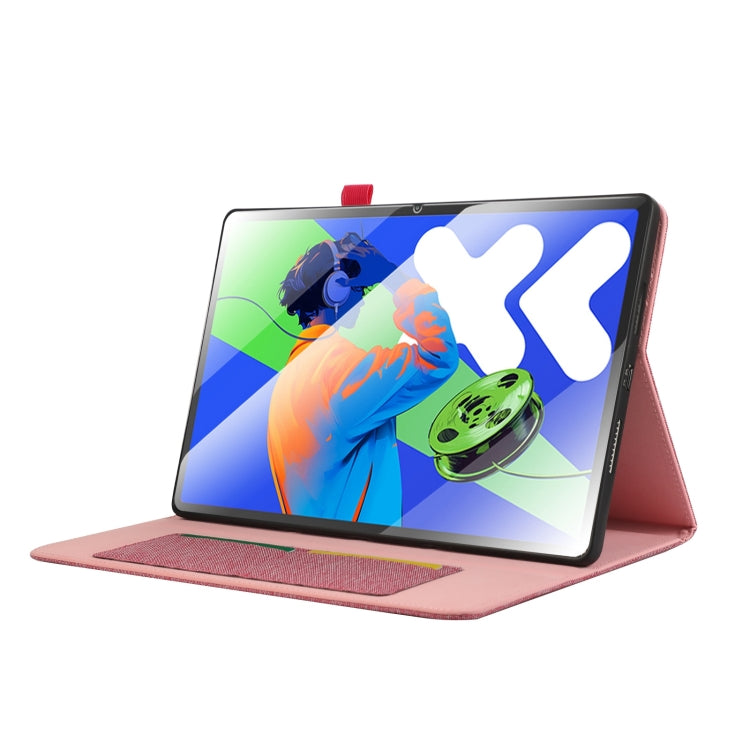For Lenovo Tab P12 12.7 2025 Fabric Leather Tablet Case(Pink)