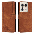 For Motorola Edge 50 Ultra Skin Feel Stripe Pattern Leather Phone Case with Long Lanyard(Brown) - Motorola Cases by PMC TechLife | Online Shopping South Africa | PMC TechLife | Buy Now Pay Later Mobicred