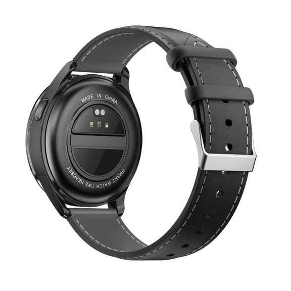 X10 Headphones Smart Watch 1.39 inch Water-resistant Bracelet, Support Bluetooth Call / NFC / Heart Rate(Black + Leather)