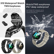 X10 Headphones Smart Watch 1.39 inch Water-resistant Bracelet, Support Bluetooth Call / NFC / Heart Rate(Black + Siliver)
