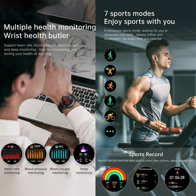 X10 Headphones Smart Watch 1.39 inch Water-resistant Bracelet, Support Bluetooth Call / NFC / Heart Rate(Black + Siliver)