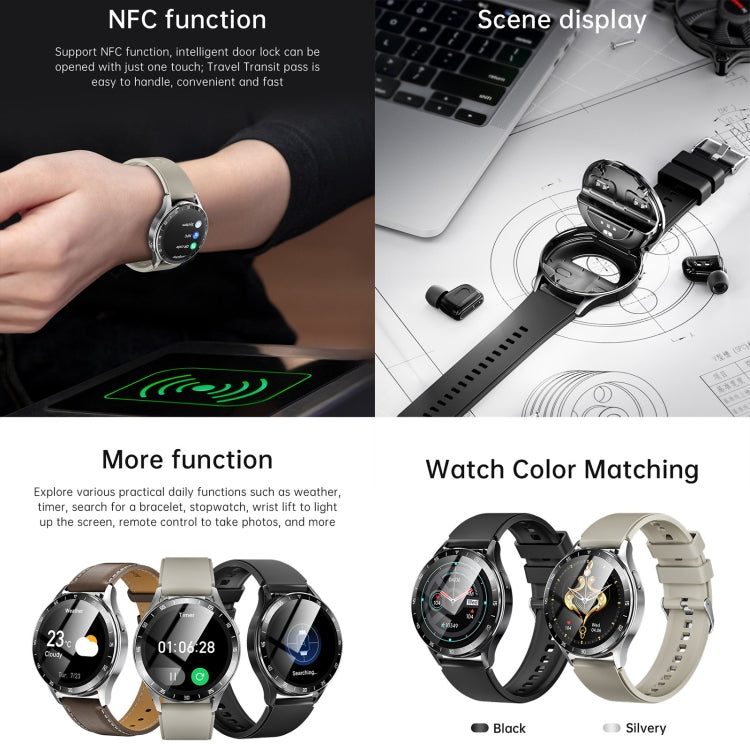 X10 Headphones Smart Watch 1.39 inch Water-resistant Bracelet, Support Bluetooth Call / NFC / Heart Rate(Black + Siliver)