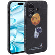 For iPhone 16 Plus Astronaut Pattern Silicone Straight Edge Phone Case(Planet Landing-Black) - iPhone 16 Plus Cases by PMC TechLife | Online Shopping South Africa | PMC TechLife | Buy Now Pay Later Mobicred