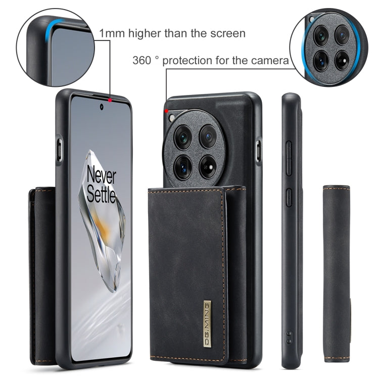 For OnePlus 12 DG.MING M1 Series 3-Fold Multi Card Wallet + Magnetic Phone Case(Black)