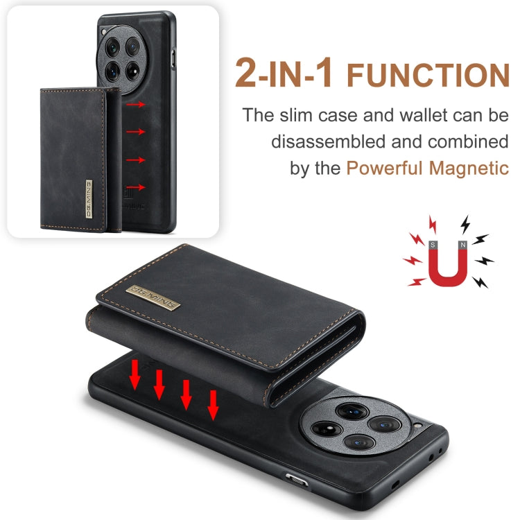 For OnePlus 12 DG.MING M1 Series 3-Fold Multi Card Wallet + Magnetic Phone Case(Black)