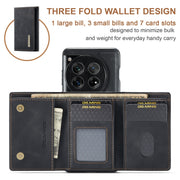 For OnePlus 12 DG.MING M1 Series 3-Fold Multi Card Wallet + Magnetic Phone Case(Black)