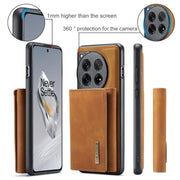 For OnePlus 12 DG.MING M1 Series 3-Fold Multi Card Wallet + Magnetic Phone Case(Brown)