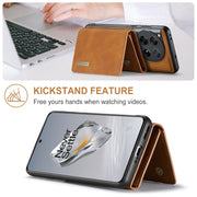 For OnePlus 12 DG.MING M1 Series 3-Fold Multi Card Wallet + Magnetic Phone Case(Brown)