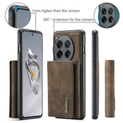 For OnePlus 12 DG.MING M1 Series 3-Fold Multi Card Wallet + Magnetic Phone Case(Coffee)