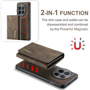 For OnePlus 12 DG.MING M1 Series 3-Fold Multi Card Wallet + Magnetic Phone Case(Coffee)