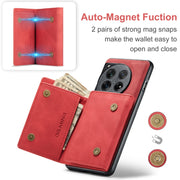 For OnePlus 12 DG.MING M1 Series 3-Fold Multi Card Wallet + Magnetic Phone Case(Red)